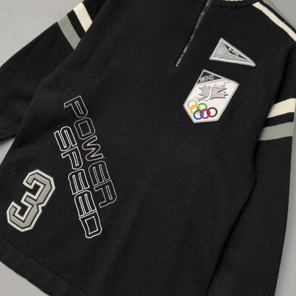 Vintage Fox Sport Ski Sports Power Speed 3 Black Heavyweight Sweater Medium - Picture 2 of 7